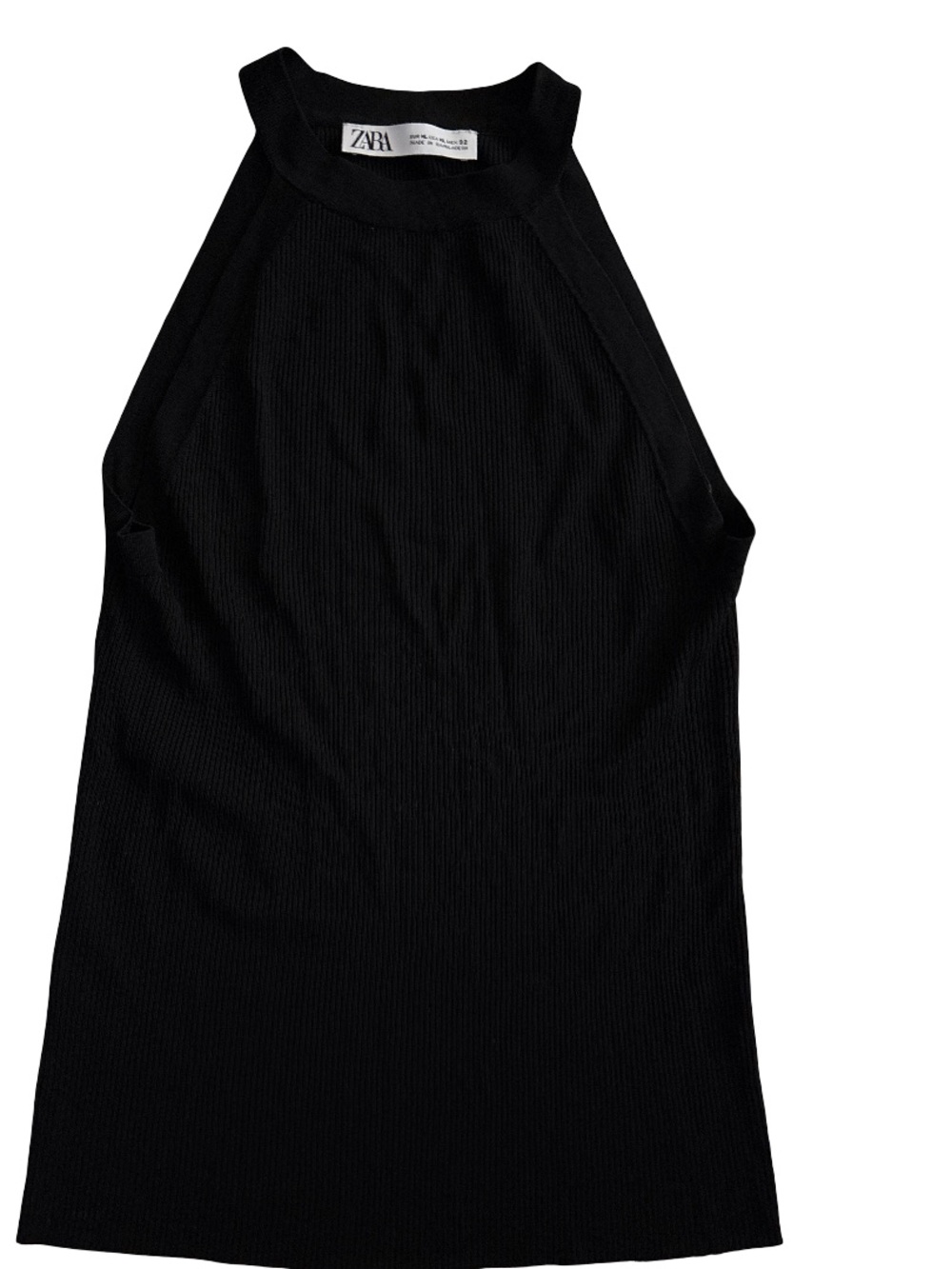 Zara Black Ribbed High-Neck Tank